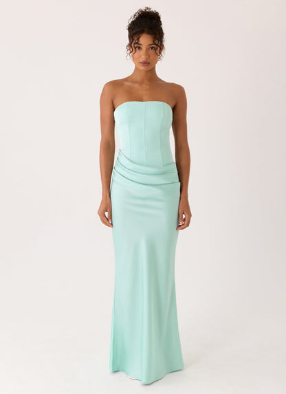 Adara Corset Maxi Dress - Aqua