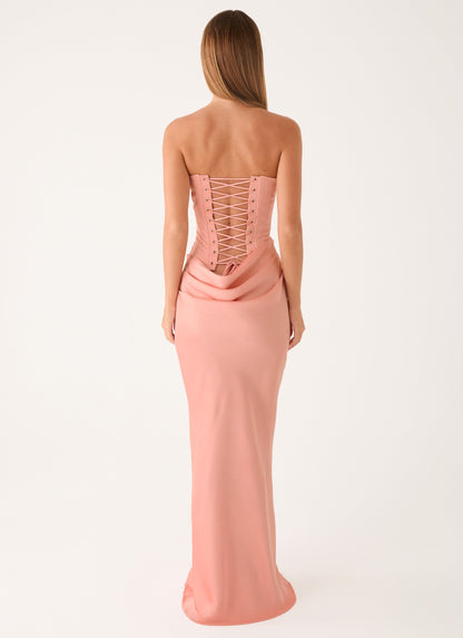 Adara Corset Maxi Dress - Peach