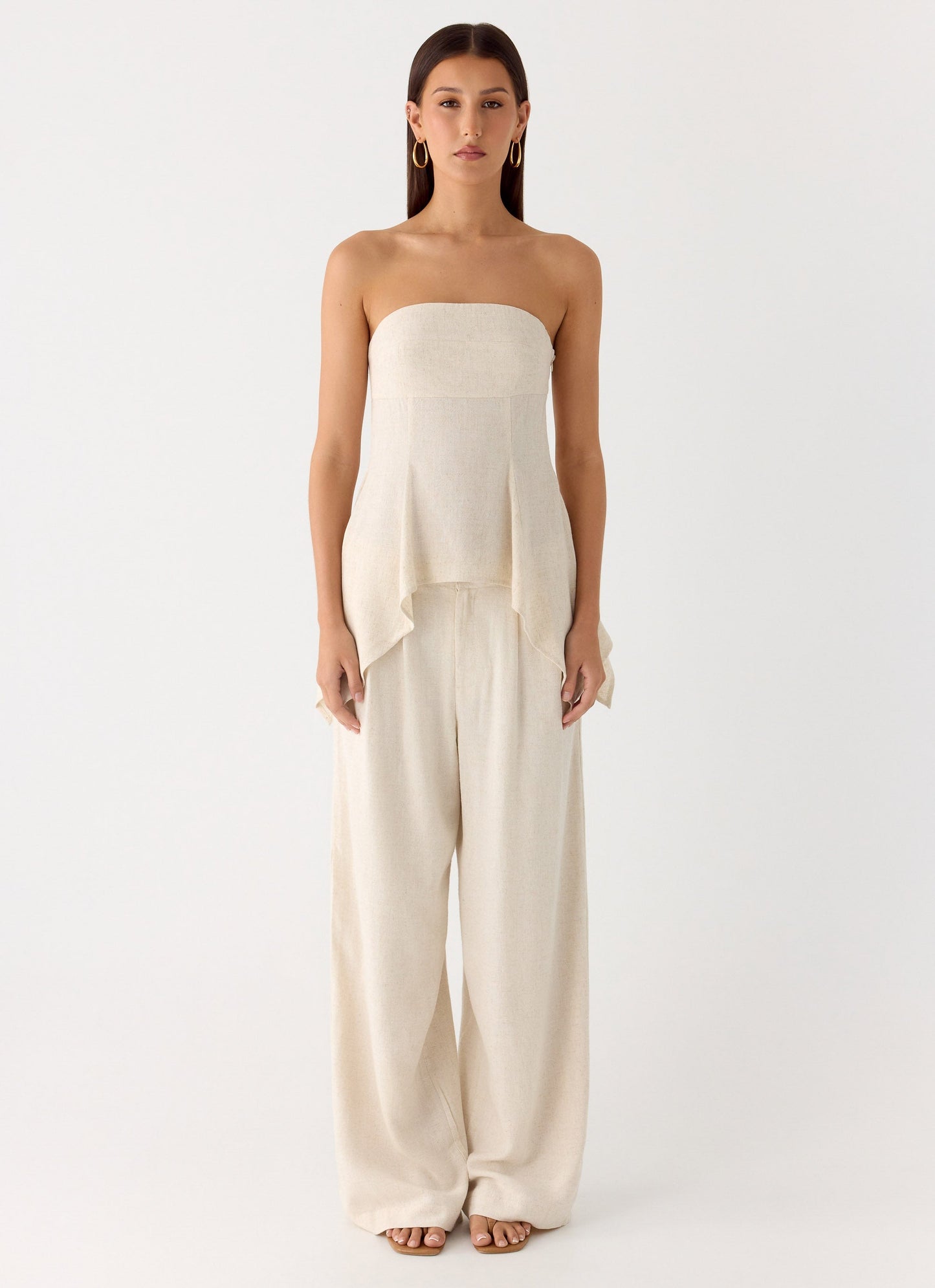 Delong Low Rise Linen Pants - Oatmeal