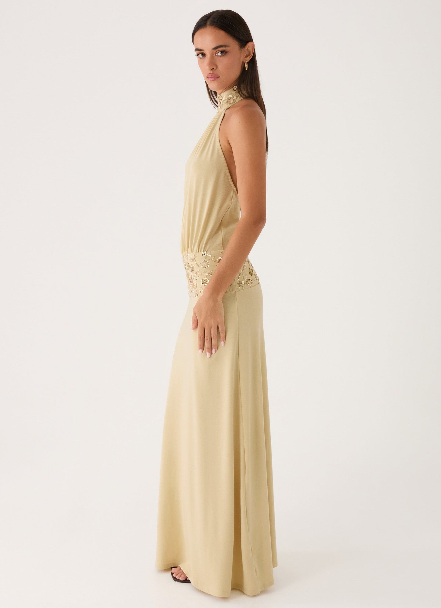 Donyale Halter Maxi Dress - Pale Olive