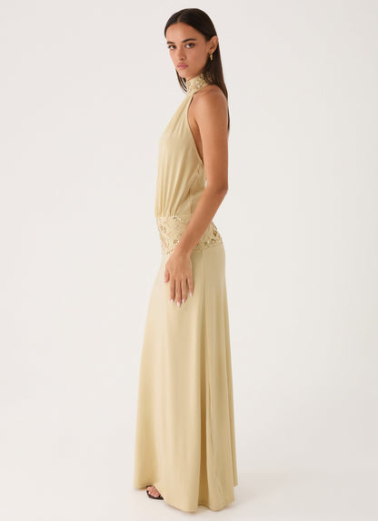 Donyale Halter Maxi Dress - Pale Olive
