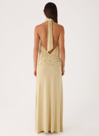 Donyale Halter Maxi Dress - Pale Olive