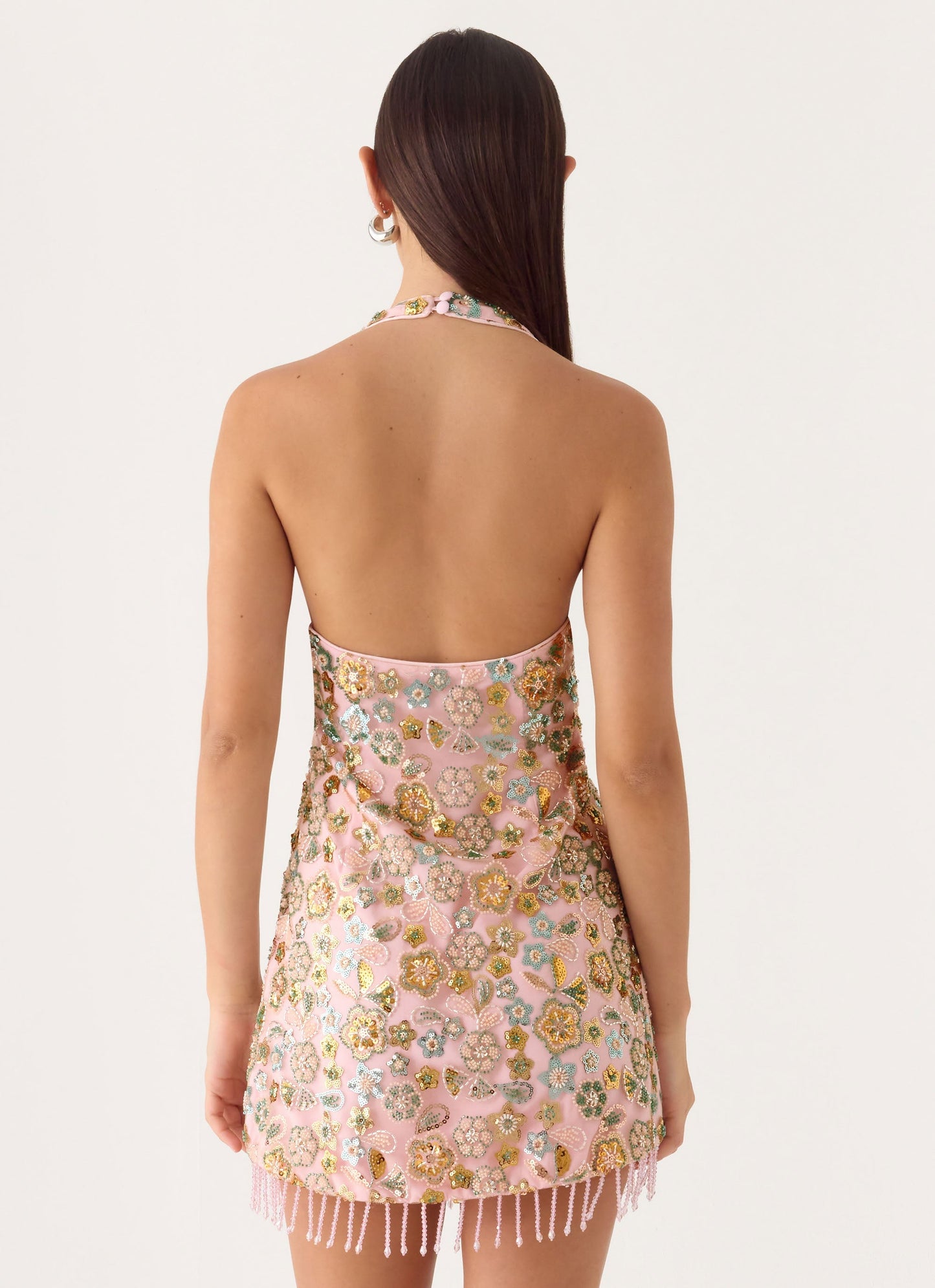 Ellerie Beaded Mini Dress - Pink