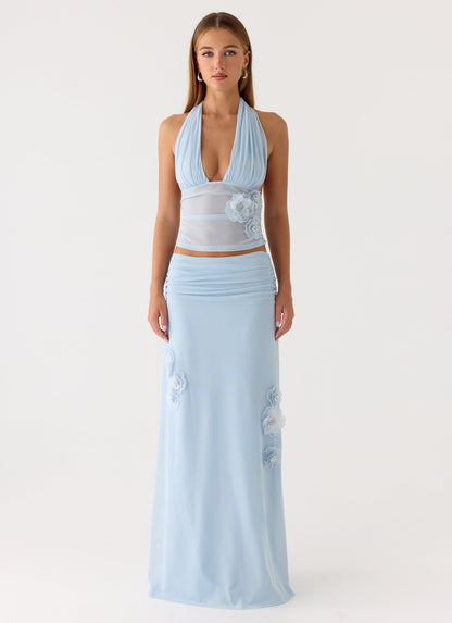 Fleur Power Halter Top - Blue