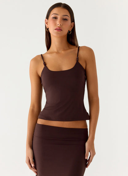 Garrix Bead Cami Top - Chocolate