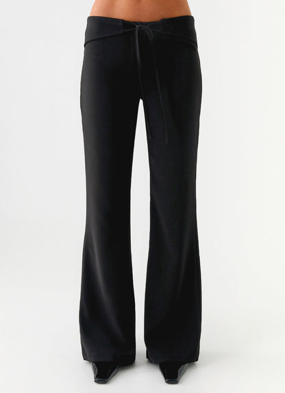 Houston Tie Front Pants - Black