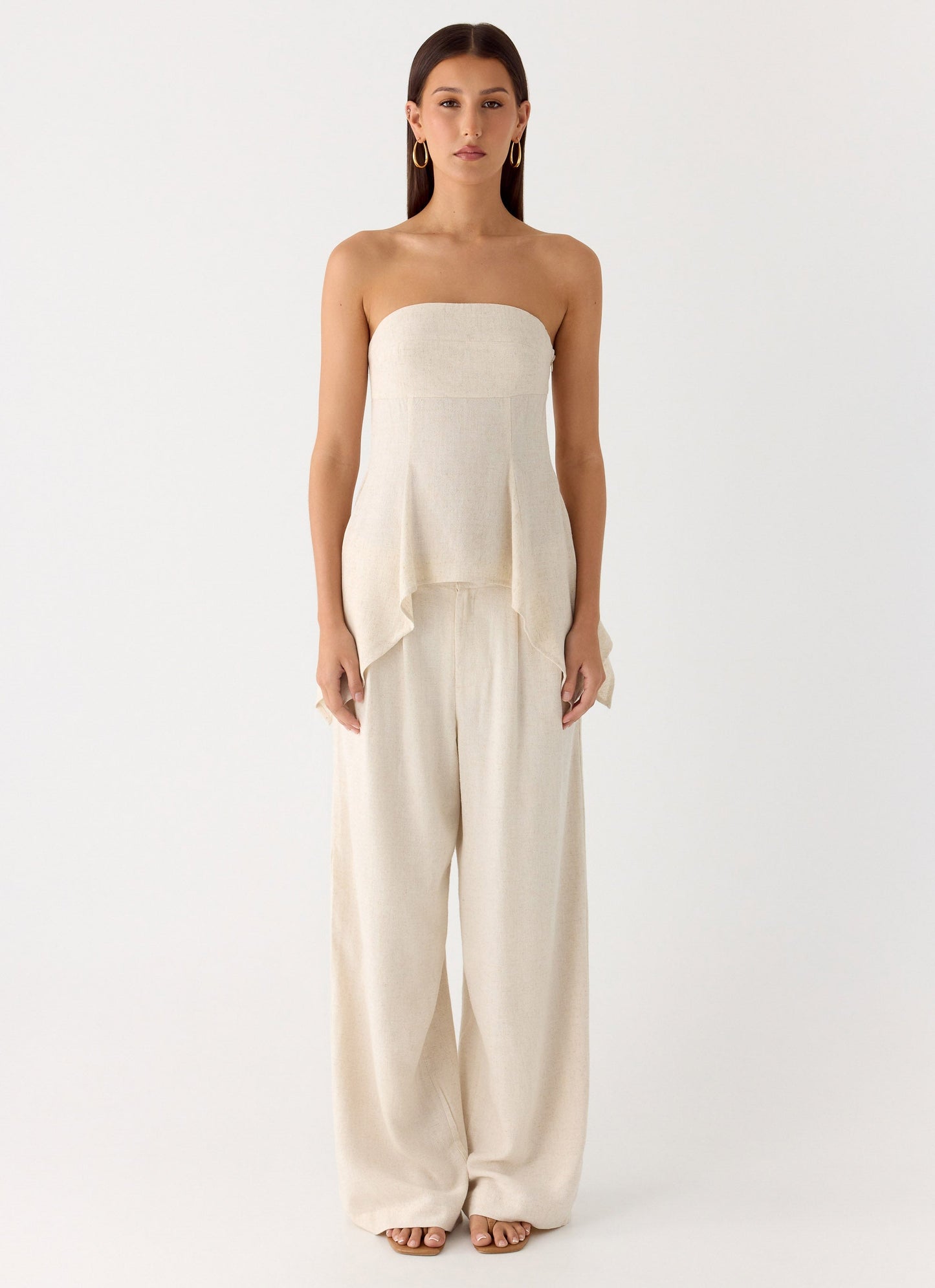 Rossi Hanky Hem Linen Top - Oatmeal