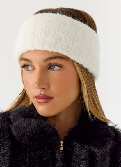 Snow Ball Knit headband - Cream